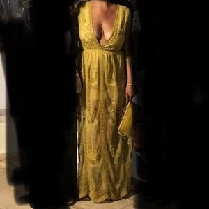 Boho mustard lace romper/dress